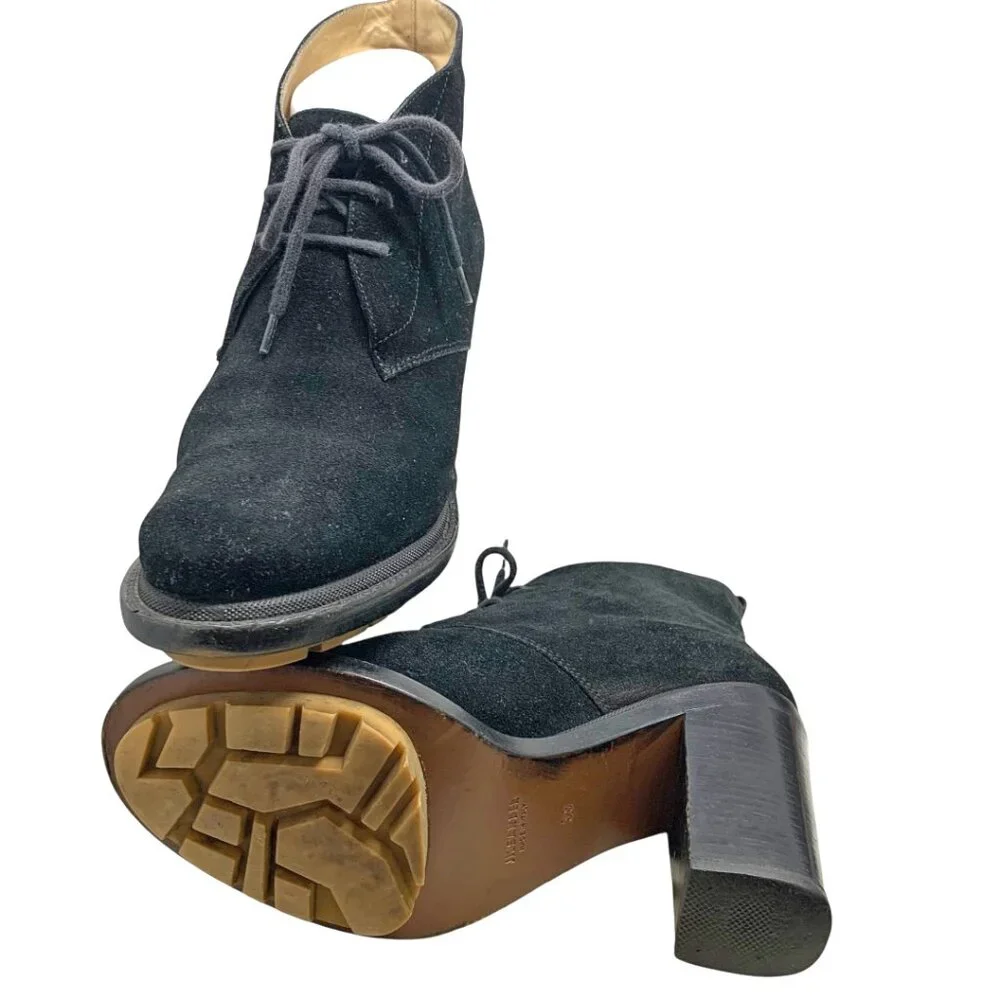 Jil Sander Black Suede Chunky Heel‎ Chukka Booties